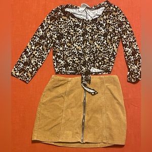 Cute Corduroy Zip Skirt